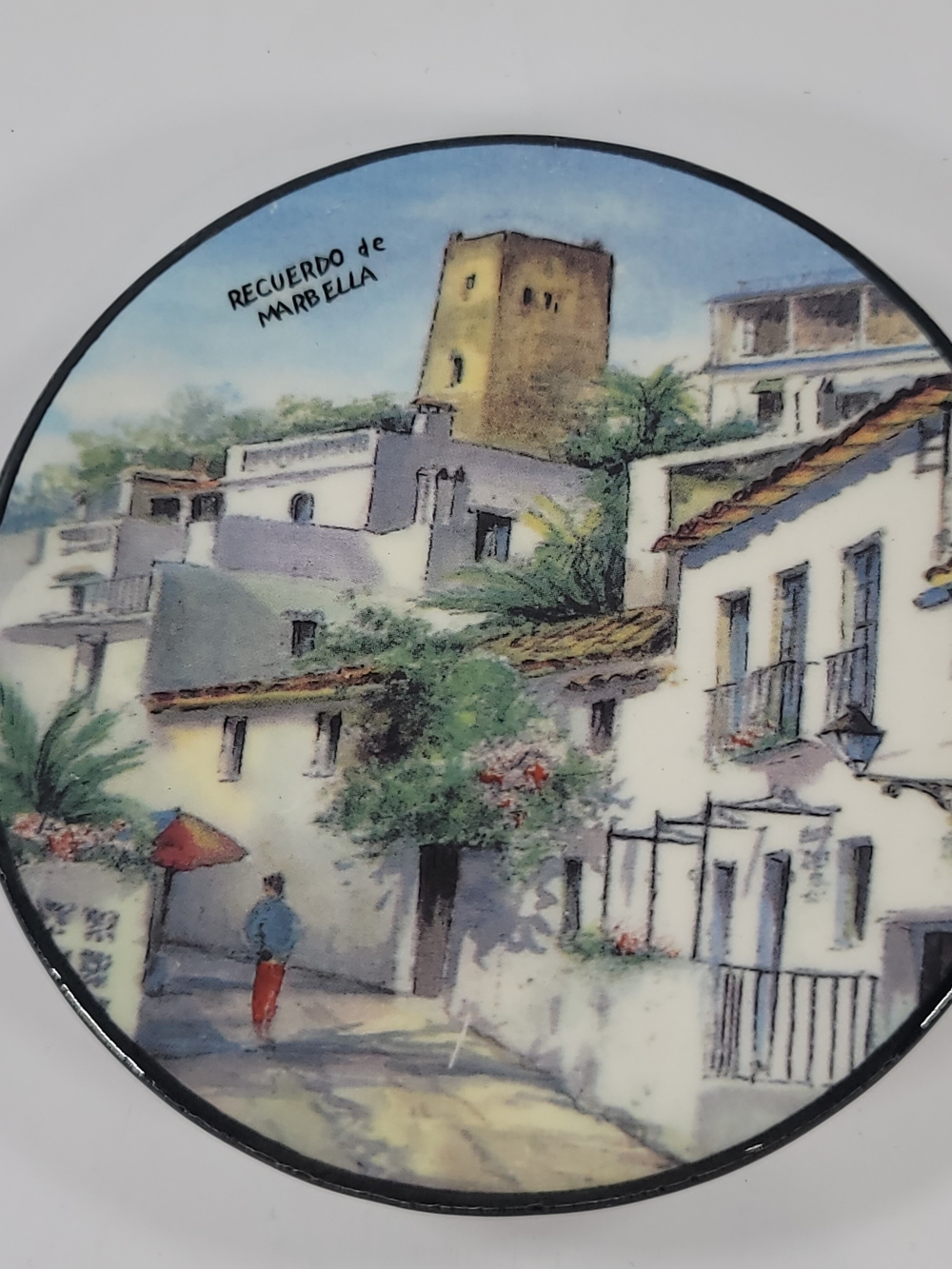 Recuerdo de Marbella City Street Scenery Porcelain Trinket Dish
